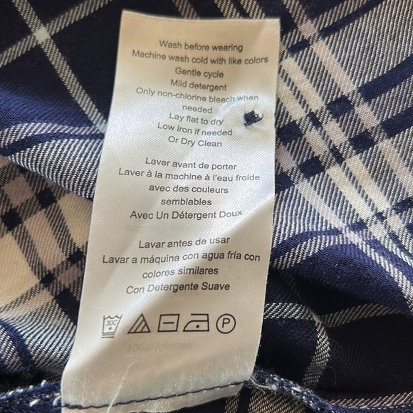 Motherhood flannel plaid maternity dress navy and white button front - Picture 11 of 11